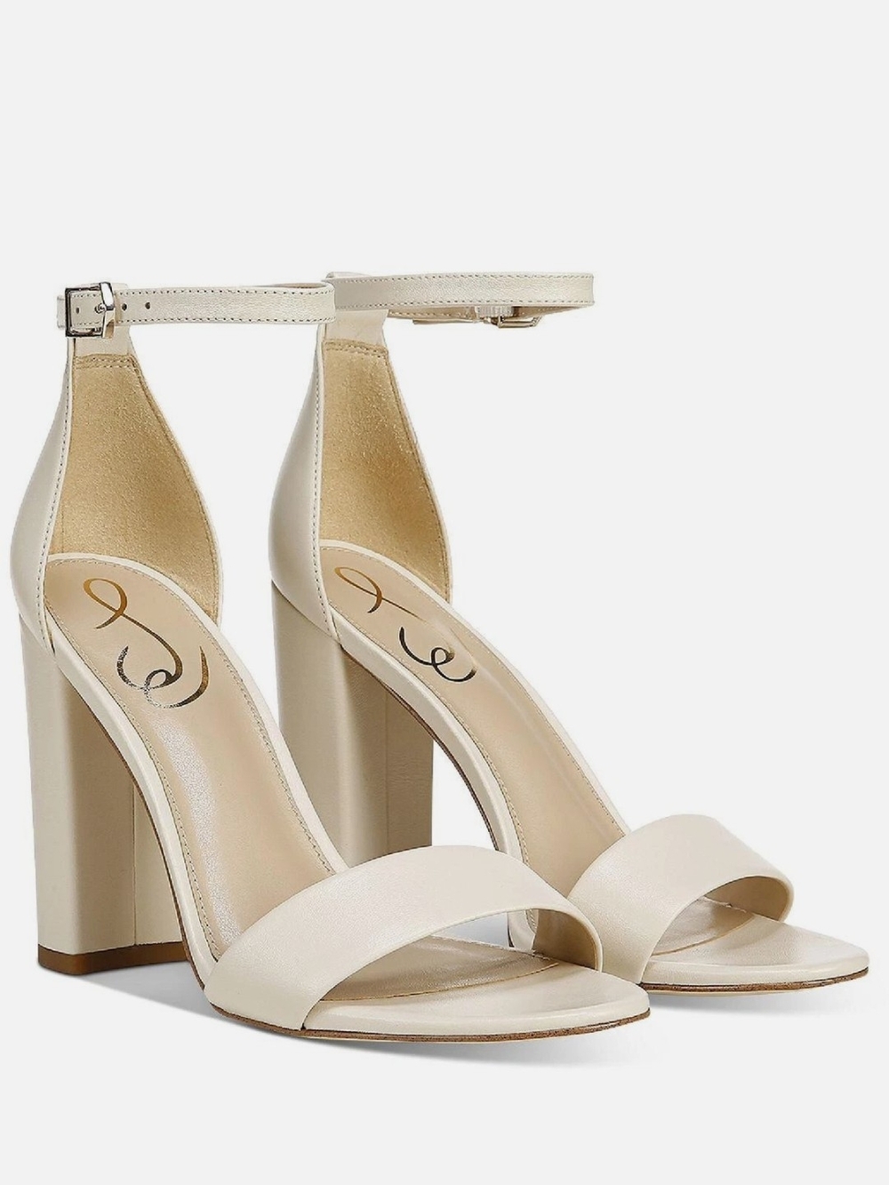 Sam Edelman Yaro Leather Ankle Strap Heel Sandals Ivory Size 11